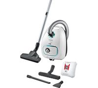 Bosch ProHygienic Serie 4, Aspirapolvere a Traino con Sacco, PowerControl, Sacchetto della Polvere AirFresh, Filtro Igienico UltraAllergy, Bianco, BGBS4HYG1