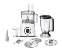 Bosch Robot da Cucina Compatto, MultiTalent 3, MCM3230W, Bianco | 30+ Funzioni, 800W, Ciotola da 2,3 L, Accessorio Frullatore e Accessori per Tagliare, Grattugiare, Impastare, Tritare Inclusi