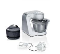 Bosch Robot da cucina serie 4 MUM58200, gancio per impastare, frusta e frusta in acciaio inox, tasca per accessori, ciotola in acciaio inox, sistema di miscelazione 3D, bianco/argento