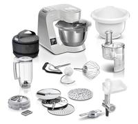 Bosch Robot da cucina serie 4 MUM5XL72, bilancia integrata, 2 ciotole da 3,9 l, frullatore da 1,25 l, set di miscelazione, cutter continuo, ingranaggio planetario, tritacarne, taglierina a cubo, 1000