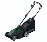 Bosch Rasaerba a batteria ROTAK18V2-43 (larghezza di taglio: 43 cm, altezza di taglio: 30-75 mm, sacco raccoglierba in tessuto da 50 l, tappo per pacciame, inclusi 2 batterie da 18 V e caricabatteria)