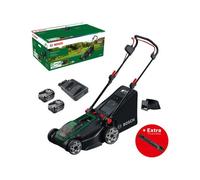 Bosch Rotak 18V2-43 Rasaerba a batteria 36V (2x18V) con 2 batterie 4,0Ah, Mulch-Plug e lama di ricambio