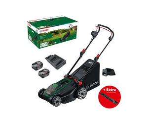 Bosch Rotak 18V2-43 Rasaerba a batteria 36V (2x18V) con 2 batterie 4,0Ah, Mulch-Plug e lama di ricambio