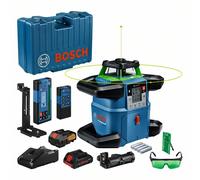 Bosch Professional Livella laser rotante 18V System GRL 650 CHVG (laser verde, doppia pendenza, 1 batteria 18 V 4,0 Ah + caricabatteria, con funzione app, portata: 650m (diametro), valigetta)