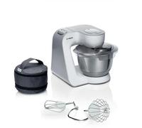 Bosch Robot da cucina serie 4 MUM58200, gancio per impastare, frusta e frusta in acciaio inox, tasca per accessori, ciotola in acciaio inox, sistema di miscelazione 3D, bianco/argento