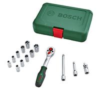 Bosch Set da 14 pezzi di cricchetti e bussole da 1/4", set di bussole versatile, per molteplici progetti di fai-da-te, ergonomiche, impugnatura SoftGrip, portabit magnetico
