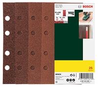 Bosch Set da 25 Pezzi di fogli abrasivi, vari materiali, dimensioni grana 40/60/80/120, 8 fori, accessorio levigatrice orbitale