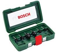 Bosch Set da 6 Pezzi di frese in metallo duro, per legno, Ø codolo 6 mm, accessorio fresatrice verticale