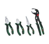 Bosch Set di pinze da 4 pezzi, 4 Tronchesi Diagonali Durevoli, Precisi, e Pinze Universali, A Becco Lungo e A Pappagallo Multiuso, Rivestimento Softgrip Ergonomico, Superficie Placcata in Nichel