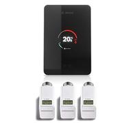 Bosch SET Termostato smart WiFi EasyControl CT 200 nero per caldaie Bosch + 3 Valvole Elettroniche ETRV - Controllo temperatura in ogni stanza