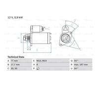 BOSCH Starter 0.9kW per Hyundai Accent III Berlina Elantra