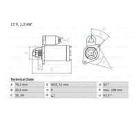 BOSCH Starter 1.2kW per BMW 1er 3er 0 986 020 890