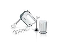 Bosch Styline MFQ49700 - Agitatore manuale a 5 livelli, 2 ganci per frusta e impastare, cavo a spirale, in acciaio inox, 850 W, bianco/argento scuro