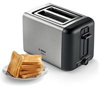 Bosch Tostapane Compatto TAT3P420, 970 W, Tostatura Uniforme, Espulsione Automatica, Vassoio Raccogli-Briciole, Funzione Scongelamento e Riscaldamento, Spegnimento Automatico, Acciaio Inox, Nero