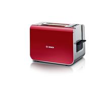 Bosch Tostapane Styline TAT8614N integrato, funzione di sollevamento, scongelamento, spegnimento automatico, centraggio del pane, 800 W, acciaio inox/rosso