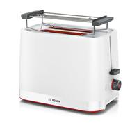 Bosch Tostapane TAT3M121, 950 W, Compatto, Tostatura Uniforme, Espulsione Automatica, Vassoio Raccogli-Briciole, Funzione Scongelamento e Riscaldamento, Spegnimento Automatico, Bianco