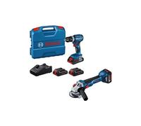 Bosch Trapano Avvitatore 18V + Smerigliatrice + 3 Batterie GSB18V-45+GWS18V-10
