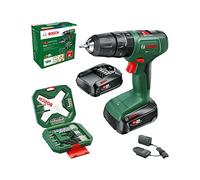 Bosch Trapano,percussione a batteria EasyImpact 18V-40 (2x batteria da 2,0 Ah, sistema 18 volt, set di cacciaviti e punte per legno, pietra e metallo da 34 pz, in confezione di cartone), Mandrino 13mm