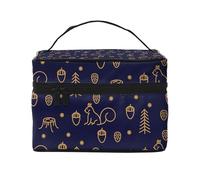 Boschi invernali e scoiattoli in stile linea blu, Borsa per il trucco Borsa per cosmetici Borsa da viaggio portatile da viaggio Astuccio per matite