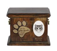 Bosco Norvegese urna di legno con un gatto Art-Dog