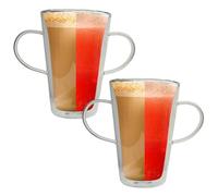 Boscul Due tazze con manico in vetro borosilicato a doppia parete da 400 ml, progettate per dignità, presa debole, anziani, artrite, disabilità, Alzheimer, leggere