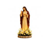 BOSENIYU Luce da giardino della Vergine Maria, statua solare di Maria per esterni con rose luminose a LED, statua da giardino della Madre benedetta per decorazione da giardino cattolica, decorazione