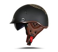 BOSERMEM Casco Moto Adulto,Casco Semi Aperto con Visiera. Casco Per Scooter Atv Casco,Casco Di Sicurezza Certificato ECE(Ala Libertà,XL 61-62cm) (T535)