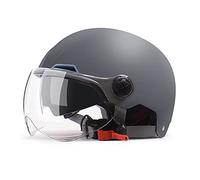 BOSERMEM Metà Aperto Faccia Casco Del Motociclo Con Occhialoni，Casco Modulare Scooter，l'Anti-Collisione Protegge La Sicurezza Stradale Degli Utenti(Grigio Scuro Opaco)