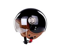 BOSERMEM Metà Aperto Faccia Casco del Motociclo Con Occhialoni ，Casco Modulare Scooter，L'anti-collisione protegge la sicurezza stradale degli utenti（Nero, L 58-60cm）