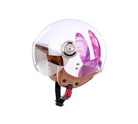 BOSERMEM Metà Aperto Faccia Casco del Motociclo Con Occhialoni ，Casco Modulare Scooter，L'anti-collisione protegge la sicurezza stradale degli utenti（Coniglio viola, L 57-58cm）