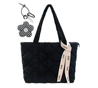 boshiho Borsa da donna con cerniera in nylon imbottito trapuntato, borsa a tracolla da donna, grande capacità, borsa a tracolla per tutti i giorni, lavoro, ufficio, viaggi, shopping, scuola, Nero ,