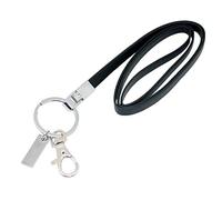 Boshiho - Cordino da ufficio in pelle poliuretanica, con clip resistente e portachiavi, porta badge, o per tenere il cellulare o altri dispositivi USB 17 inch Black 4