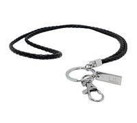 Boshiho - Cordino da ufficio in pelle poliuretanica, con clip resistente e portachiavi, porta badge, o per tenere il cellulare o altri dispositivi USB 16'' (40,64 cm) Black 1