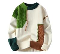 BoShiNuo Autunno Inverno Maglia Pullover Uomo Patchwork O Collo Casual Maglieria Mens Allentato Streetwear Maglione Lavorato A Maglia Uomo, EN8, M