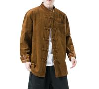 BoShiNuo Autunno/Inverno Uomo Giacca a Maglia Manica Lunga Plus Size Cappotto con Fibbia Uomo Giapponese Abbigliamento Strada, marrone, L
