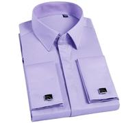 BoShiNuo Camicia da uomo a maniche lunghe slim fit a righe Business Suit Windsor collare francese gemelli camicia per uomo, 200-84 Confezione da 1, XL