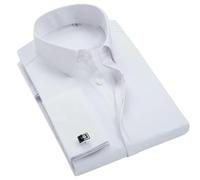 BoShiNuo Camicia da Uomo con Maniche Lunghe e Polsini Francesi in Seta Liscia Senza Stirare per Abbigliamento Formale da Matrimonio per Primavera, Estate e Autunno, L