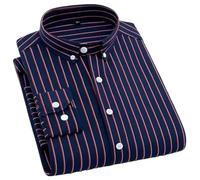 BoShiNuo Camicie casual da uomo con classico design a righe bianche e nere camicie a maniche lunghe per ambienti casual sociali, Nero Rosso A Strisce, XXL