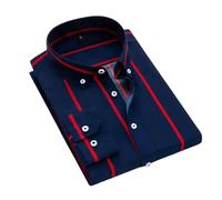 BoShiNuo Camicie casual da uomo con classico design a righe bianche e nere camicie a maniche lunghe per ambienti casual sociali, Blu a righe larghe, M