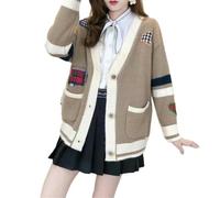BoShiNuo Coreano Autunno Maglione Cardigan Cappotto Donna Allentato Primavera e Autunno Ricamo Maglieria, H-822, S