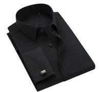 BoShiNuo Gemelli francesi da uomo, a maniche lunghe, lisci e setosi, non si stirano, abbigliamento formale per matrimoni, primavera, estate e autunno, X02, L