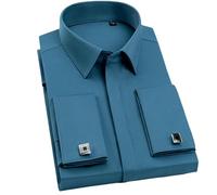 BoShiNuo Gemelli francesi da uomo, a maniche lunghe, lisci e setosi, non si stirano, abbigliamento formale per matrimoni, primavera, estate e autunno, 638, L