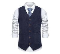 BoShiNuo Gilet da uomo in velluto a coste con tasche vintage casual gilet per autunno inverno lavoro quotidiano o elegante a strati, Blu marino9, M