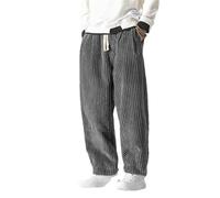 BoShiNuo Inverno Giapponese Cintura Velluto a Coste Pantaloni Harem Casual Jogging Pantaloni Della Tuta Hip-Hop Street Maschio, grigio, M