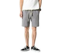 BoShiNuo Pantaloncini da uomo in cotone e lino, casual, estivi, traspiranti, comodi, con coulisse, morbidi, da uomo, streetwear, Grey9, S