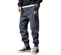 BoShiNuo Pantaloni cargo larghi da uomo in jeans harem, BK001, M