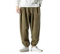 BoShiNuo Pantaloni da jogging da uomo in velluto a coste larghi da uomo per il tempo libero cinese resistente oversize maschile autunno inverno pantaloni, Verde militare., XL