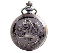 BOSHIYA Fullmetal Alchemist Orologio da tasca con catena vintage bronzo al quarzo orologio da tasca accessori cosplay anime merch confezione regalo, FMA-Nero-bianco, L, Fullmetal Alchemist Orologio da