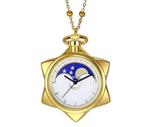 BOSHIYA Moon Cosplay collana accessori moda strass oro stella quarzo orologio da taschino / con catena / accessori Cosplay / Anime Merch Gift Box, Orologio d'oro, Moda strass oro stella orologio da