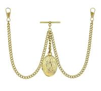BOSHIYA Orologio da tasca doppia Albert Chain, US -Flower Shell - Oro-11, classico